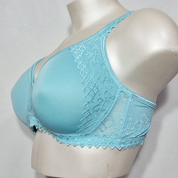 48B Comfort Choice 27-0278-5 Lace Trimmed Spacer Underwire Bra Aqua - Picture 3 of 7